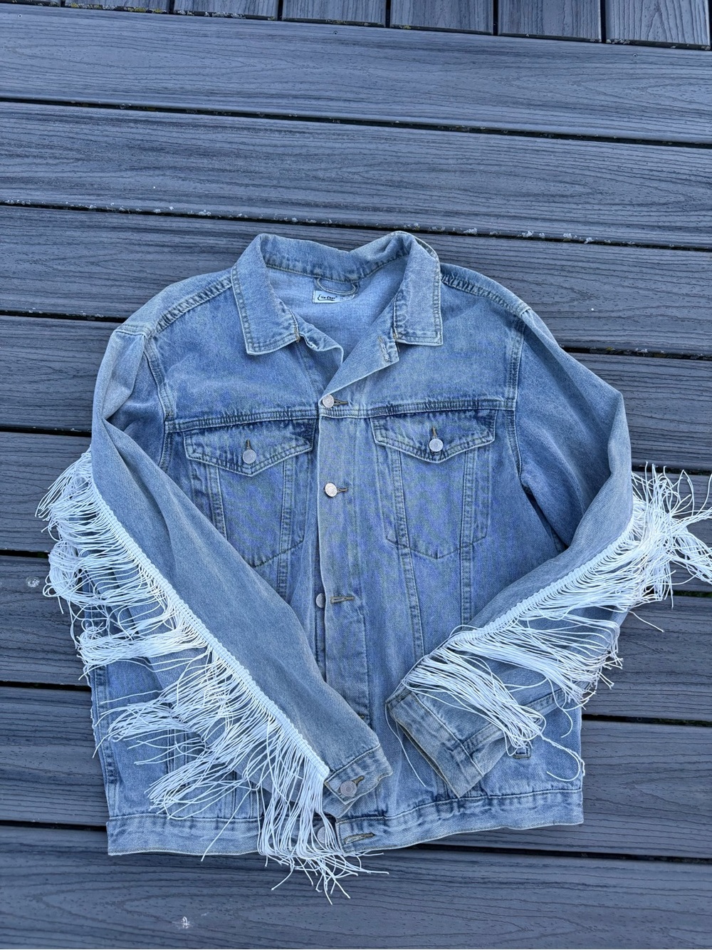 Denim Fringe Jacket - Light Blue